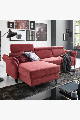 Rotes Ecksofa auf Füßen rechts Stoff Sofa Wohnzimmer